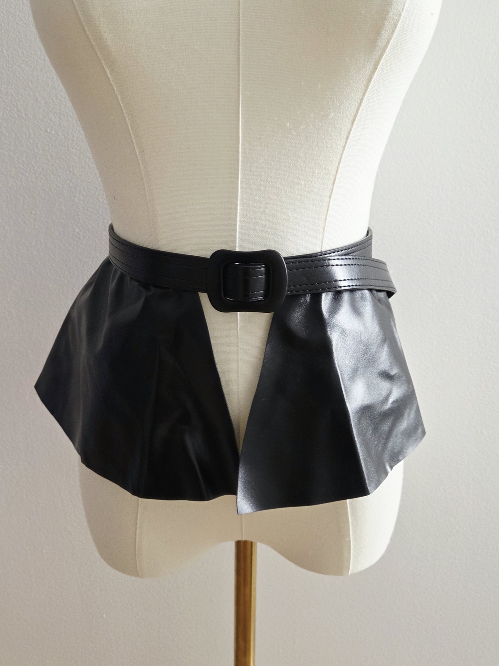 Black Faux Leather Peplum Waist Belt